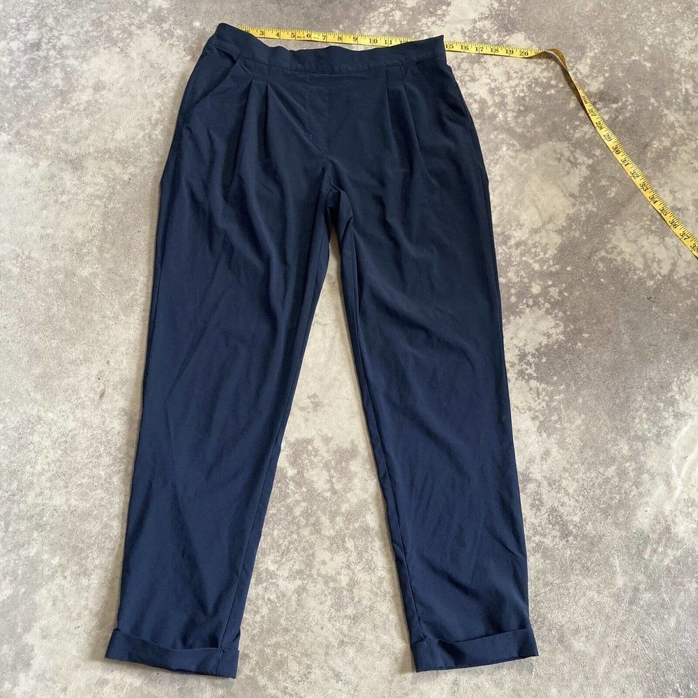 Qor‎ Performance Pants Women Size 10 Navy Blue Pleated Front Pockets Style 21924
